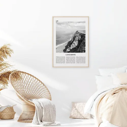 Vista 2 de Impresión de Lanzarote en blanco y negro, arte de pared de Lanzarote, póster de Lanzarote, foto de Lanzarote, Canarias, España, Canarias, Lanza