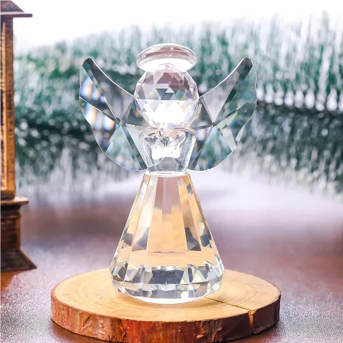 Vista 5 de Figura de ángel guardián de cristal de 3 pulgadas, bonita estatua de ángel de cristal transparente, decoración de pisapapeles, bonito regalo de arte