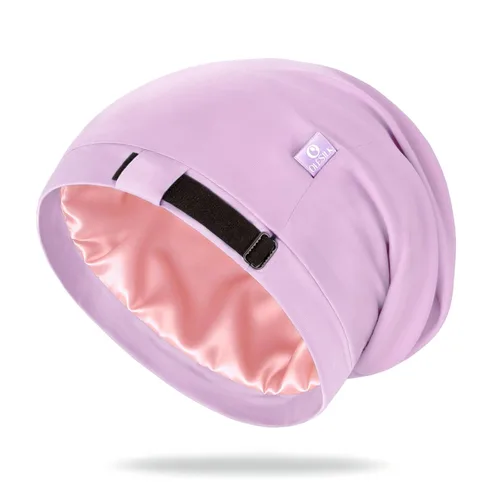 Vista 24 de OLESILK Gorro de seda para cabello rizado, gorro de seda para dormir, unisex, mediano, negro