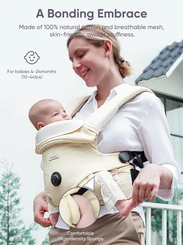 Vista 6 de bonoch EaseFit - Portabebés para recién nacidos a niños pequeños – Perilla de ajuste para la cadera del bebé, correa ergonómica de algodón