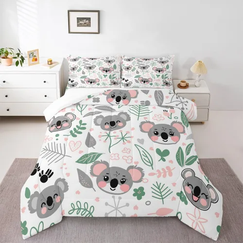 Vista 36 de Feelyou Juego de edredón de dibujos animados de gatos, juego de edredón de gatitos y flores, para niños, niñas, adolescentes, mascotas, gatos, juego
