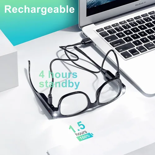 Vista 2 de SKYWAY Gafas de Lectura con Luz Recargables, Lectores LED Brillantes con Luces, Lentes de Visión Clara, Unisex