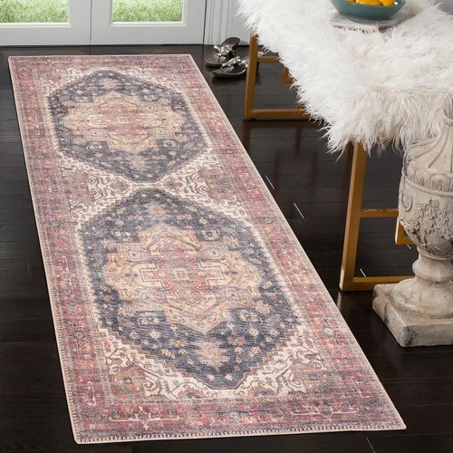 Vista 233 de GLN Rugs Traditional Collection - Alfombra de felpilla lavable a máquina, tradicional lavable, antideslizante, alfombra de felpilla de pelo corto