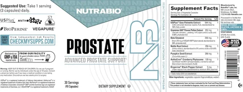 Vista 9 de NutraBio Próstata- Soporte avanzado para la función de la próstata- Defensa de la inflamación y soporte antioxidante- 90 cápsulas