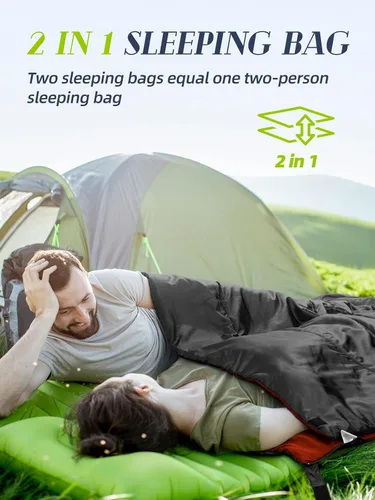 Vista 6 de Bessport Saco de dormir ligero, saco de dormir ultraligero para mochileros, resistente al agua durante 3 estaciones, para adultos y niños, al aire
