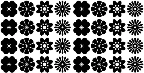 Vista 4 de Juego de 32 calcomanías de vinilo para pared, variedad de patrones de flores, 3 x 3 pulgadas cada uno, para dormitorio, sala de estar, oficina