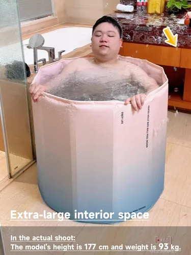 Vista 3 de Bañera portátil plegable de 85 galones para adultos, 31.5 pulgadas de largo x 27.5 pulgadas de alto, bañera de hielo plegable para atletas y amantes