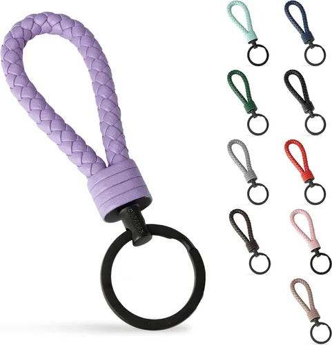 Vista 12 de SERASAR Leather Keychain [Strong] - with Additional Stainless Steel Key Ring for Small Keys - with Gift Box