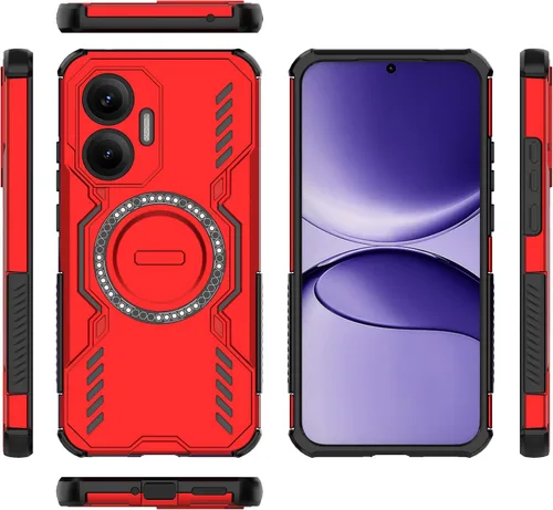 Vista 93 de Funda compatible con Motorola Edge 50, compatible con carga inalámbrica MagSafe [PC + TPU] 2 en 1 funda magnética protectora anticaída para Rojo