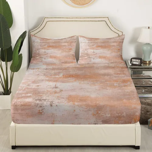 Vista 4 de Erosebridal Juego de sábanas tamaño individual con estampado de teñido anudado en acuarela, degradado beige y gris, para niños y adolescentes, juego