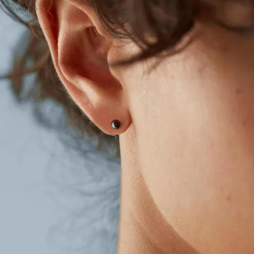 Vista 3 de CHIC & ARTSY Aretes de aro de plata de ley 925, pequeños aretes de aro de bola, barra, estrella, luna, corazón, cruz, punto, triángulo, medio aro