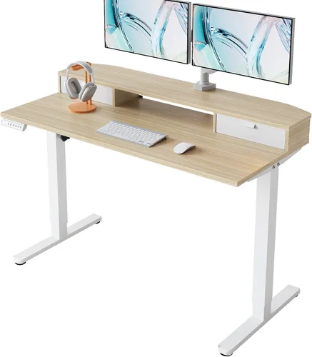 Vista 12 de HUANUO - Escritorio eléctrico de pie de 32 x 21 pulgadas con 2 cajones, compatible con montaje con abrazadera en C, escritorio de computadora
