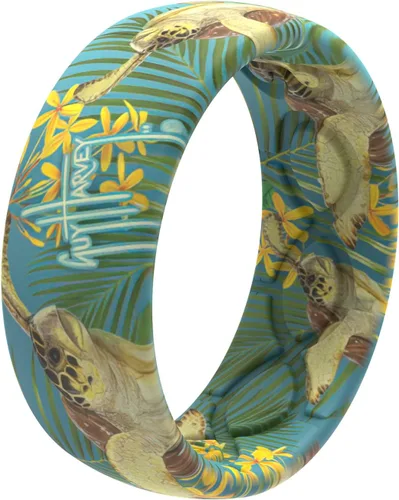 Vista 6 de Groove Life Guy Harvey Anillo de silicona Anillos de boda de goma transpirable para hombres y mujeres, cobertura de por vida, diseño único, anillo