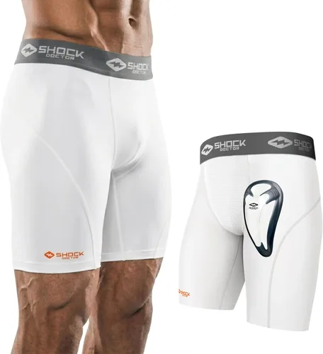 Vista 10 de Shock Doctor Compression Shorts with Protective Bio-Flex Cup, Moisture Wicking Vented Protection - Adult