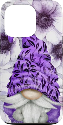 Vista 10 de Unique Purple Gnome with Lilac Anemones Floral Aesthetic Case for iPhone 17