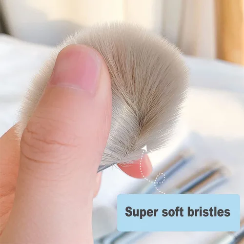 Vista 6 de Juego de 8 brochas de maquillaje, mini brochas de maquillaje, brochas de maquillaje, mezcla de rubor, corrector de sombra de ojos, delineador