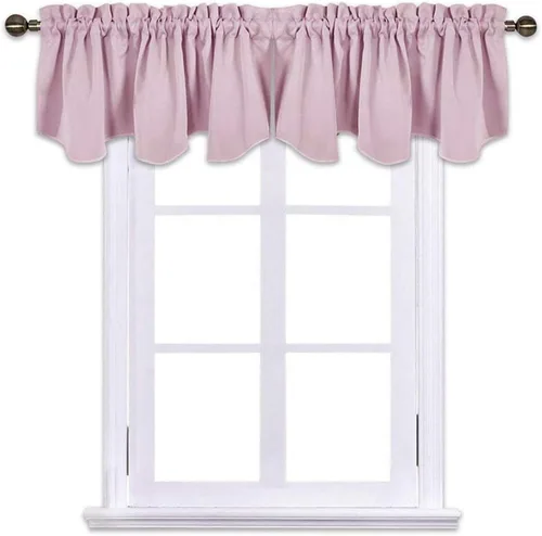 Vista 48 de NICETOWN - Cortinas con valances azul piedra para ventana de sala de estar, dormitorio, baño, 2 paneles estilo granja rústico para comedor, cortinas