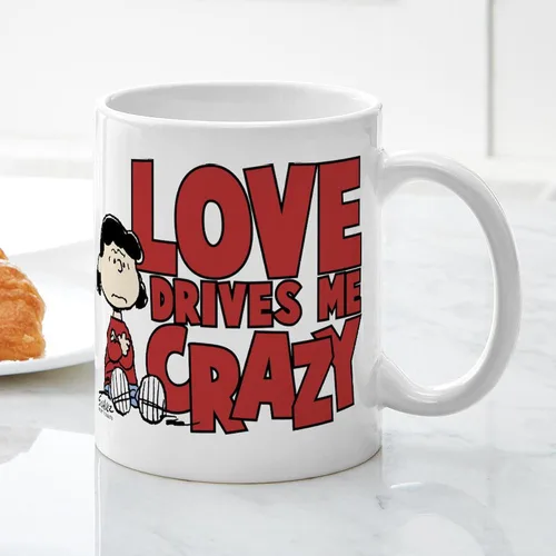 Vista 3 de CafePress Peanuts Lucy Love Drives Me Craz - Taza de café de cerámica de 11 oz (11.0 fl oz)