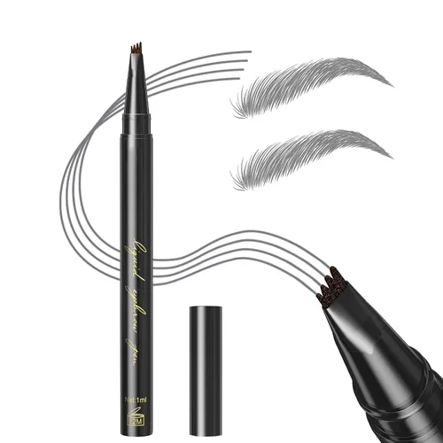 Vista 10 de Lápiz de cejas Microblading, lápiz líquido para cejas micro 4 puntas, lápiz de cejas de larga duración, resistente al agua y a las manchas, #01