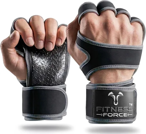 Vista 12 de FITNESS FORCE Ventilated Weight Lifting Workout Gloves for Men & Women Gym Gloves for Men & Women with Built-in Wrist Wraps for Men, Exercise
