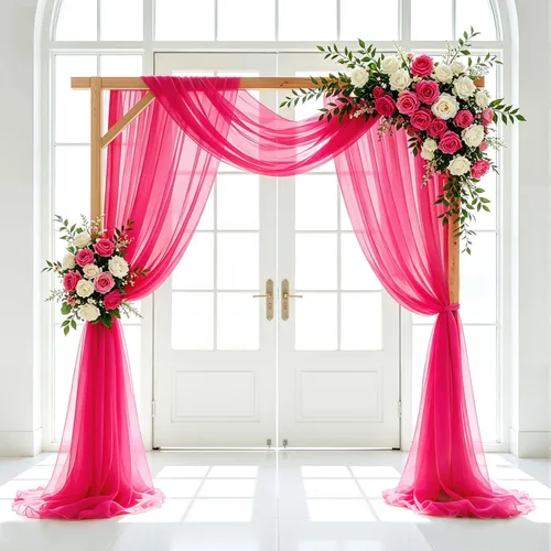 Vista 8 de FUHSY Tela de Drapeado Dorada para Arco de Boda 20 PIES 1 Panel Tela de Gasa Cortinas de Tela para Telón de Fondo de Arco de Boda Cortinas de Techo