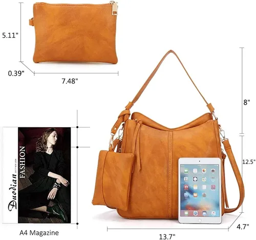 Vista 3 de Angel Kiss Bolso Hobo grande para mujer, bolso cruzado de viaje, espacioso y multifuncional de cuero vegano