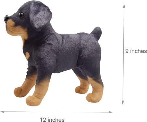 Vista 7 de Juguete realista de peluche para perro Rottweiler, juguete de peluche de simulación, súper realista, los perros negros actúan como verdaderos