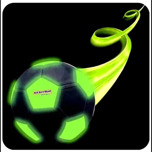 Vista 3 de Otto Simon Kickerball original que brilla en la oscuridad, costuras reforzadas, fútbol para curvas extremas, pelota de truco con giro, talla 4, negro