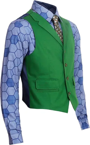 Vista 2 de MAXUPO Disfraz de Joker para hombre de caballero payaso Cospaly camisa chaleco traje de corbata