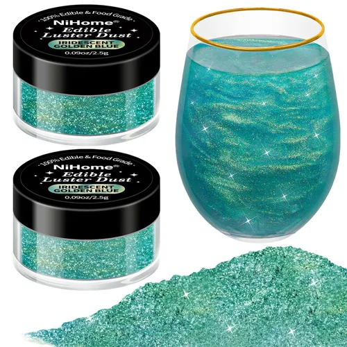 Vista 9 de NiHome - Polvo de lustre comestible y purpurina brillante, esparcidores metálicos de lujo, 4 botellas de 0.18 oz/5 g para decorar bebidas y pasteles
