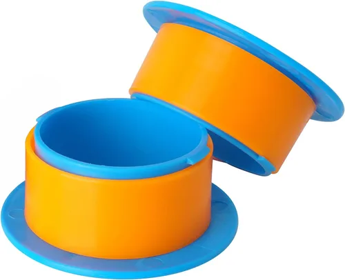 Vista 3 de OVOV - 2 pares de dispensadores de película elástica para manos de plástico para núcleo de 3 pulgadas, color azul