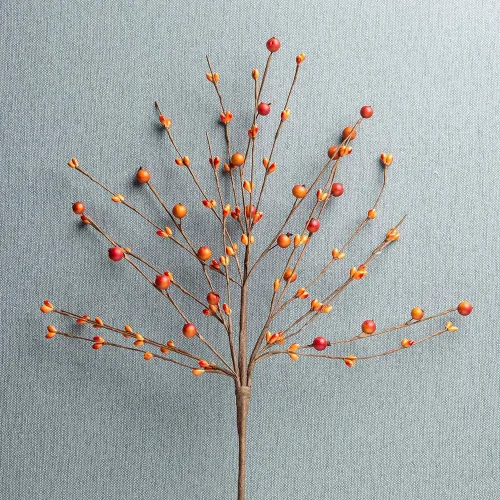 Vista 3 de JINGHONG Paquete de 6 tallos de bayas de otoño de 43 cm de alto, púas de bayas naranjas artificiales, púas florales artificiales para jarrones Baya