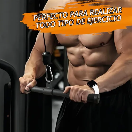 Vista 6 de Barra recta, barra desplegable giratoria 360, accesorios de cable para accesorios de cable para máquina de cable de gimnasio, barra de rizo