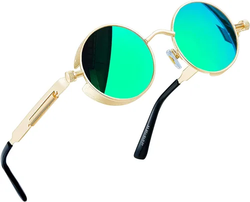 Vista 27 de Joopin Gafas de sol redondas pequeñas Hippie Circle Teashades Traje de protección UV Todo negro