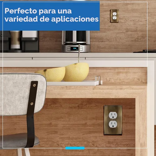 Vista 6 de LIDER Placa de pared de metal para receptáculo dúplex, tapa de tomacorriente, tamaño mediano, 1 banda