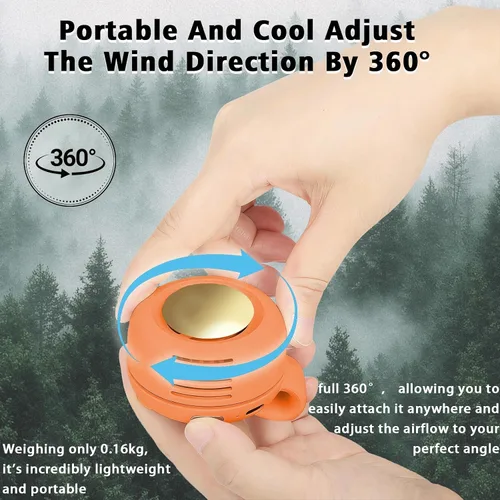 Vista 4 de Ventilador portátil con clip, ventilador personal mini ventilador Paquete de 1 (A-naranja)