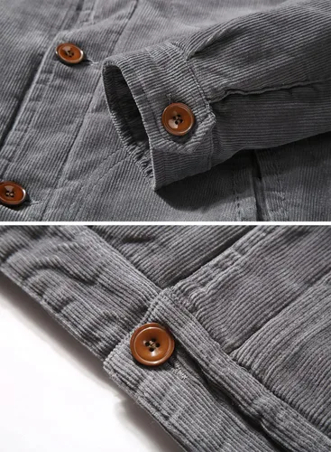 Vista 7 de Chaqueta de pana casual con forro de sherpa para hombre