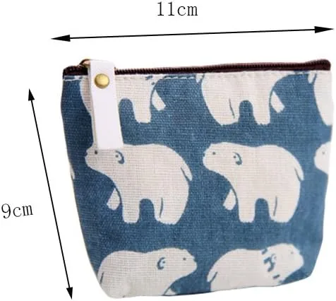 Vista 2 de KWJOY Juego de 5 monederos de lona con diseño de animales para regalo, monedero pequeño y lindo para mujeres, niñas, ballena, oso polar, erizo