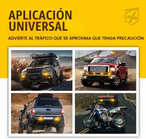 Vista 5 de Xprite Kit de luces estroboscópicas LED ámbar para montaje en superficie, parrilla de parrilla lateral, luz intermitente de advertencia
