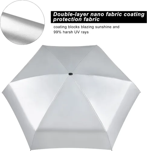 Vista 5 de LEAGERA Mini Umbrella For Purse - UPF 50+ UV Blocker Umbrella, Small Lightweight Travel Umbrella Compact Sun Umbrella, Women Kids Parasol Umbrellas