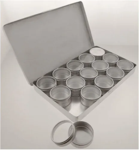 Vista 2 de BIN BUDDY Juego de tarros de aluminio de 15 piezas Tapas de plástico transparente Elegante caja de aluminio Ideal para cuentas, gemas, joyas