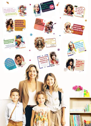 Vista 3 de 1step2dream Decoración de tablón de anuncios en español en inglés, 29 piezas inspiradoras con citas hispanas, calcomanías positivas bilingües