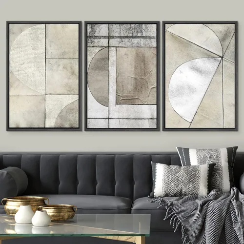 Vista 2 de SIGNWIN Framed Canvas Print Wall Art Set Duotone Pastel Grunge Polygons Abstract Geometric Illustrations Minimalism Modern Art Decorative Boho for