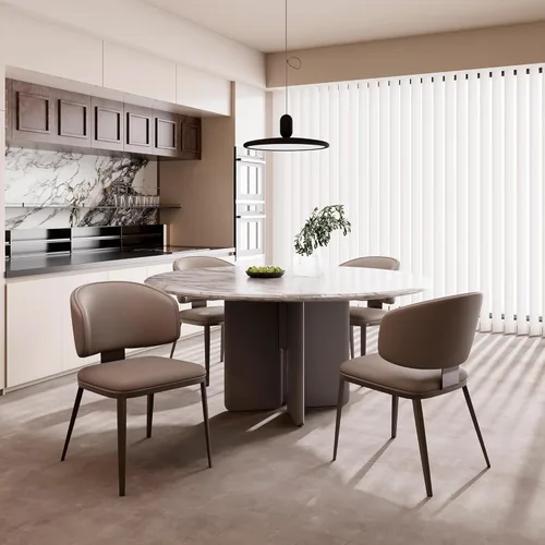 Vista 9 de Juego de 2 sillas de comedor modernas con respaldo alto, cómodas, sillas tapizadas a la moda para sala de cocina, silla de comedor sin brazos