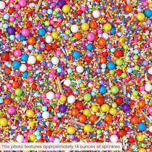 Vista 5 de Sprinkle Pop Rainbow Road - Mezcla de chispas de arco iris blanco, rojo, naranja, amarillo, verde, azul, rosa, morado, arcoíris, hecho en Estados