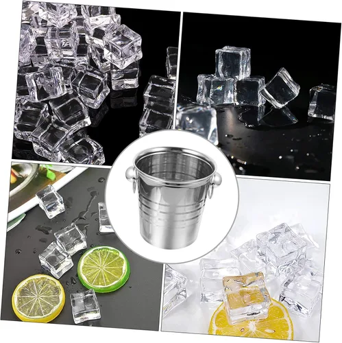 Vista 4 de Cubo de almacenamiento de hielo grueso de acero inoxidable con doble asa enfriador de cerveza para Ktv bares fiestas para botellas y bebidas