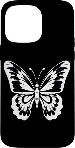 Vista 21 de Funda gráfica de mariposa blanca y negra para iPhone 16