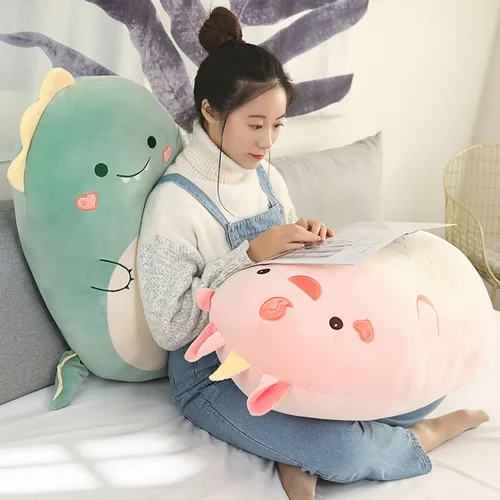 Vista 3 de Kekeso Almohada de dinosaurio de felpa para abrazar, lindo peluche de juguete de animal de felpa suave, peluche de dibujos animados para dormir