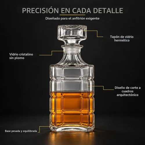 Vista 3 de Decantador de Whisky para Licor Escocés Bourbon o Vino - 25.4 fl oz