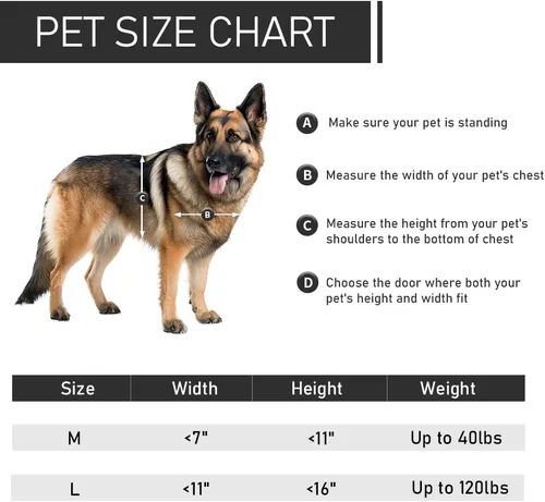 Vista 7 de 【PATAPLUS】 Puerta grande de aluminio para perros estilo francés, solapas magnéticas dobles resistentes, con túnel telescópico de aluminio, puerta